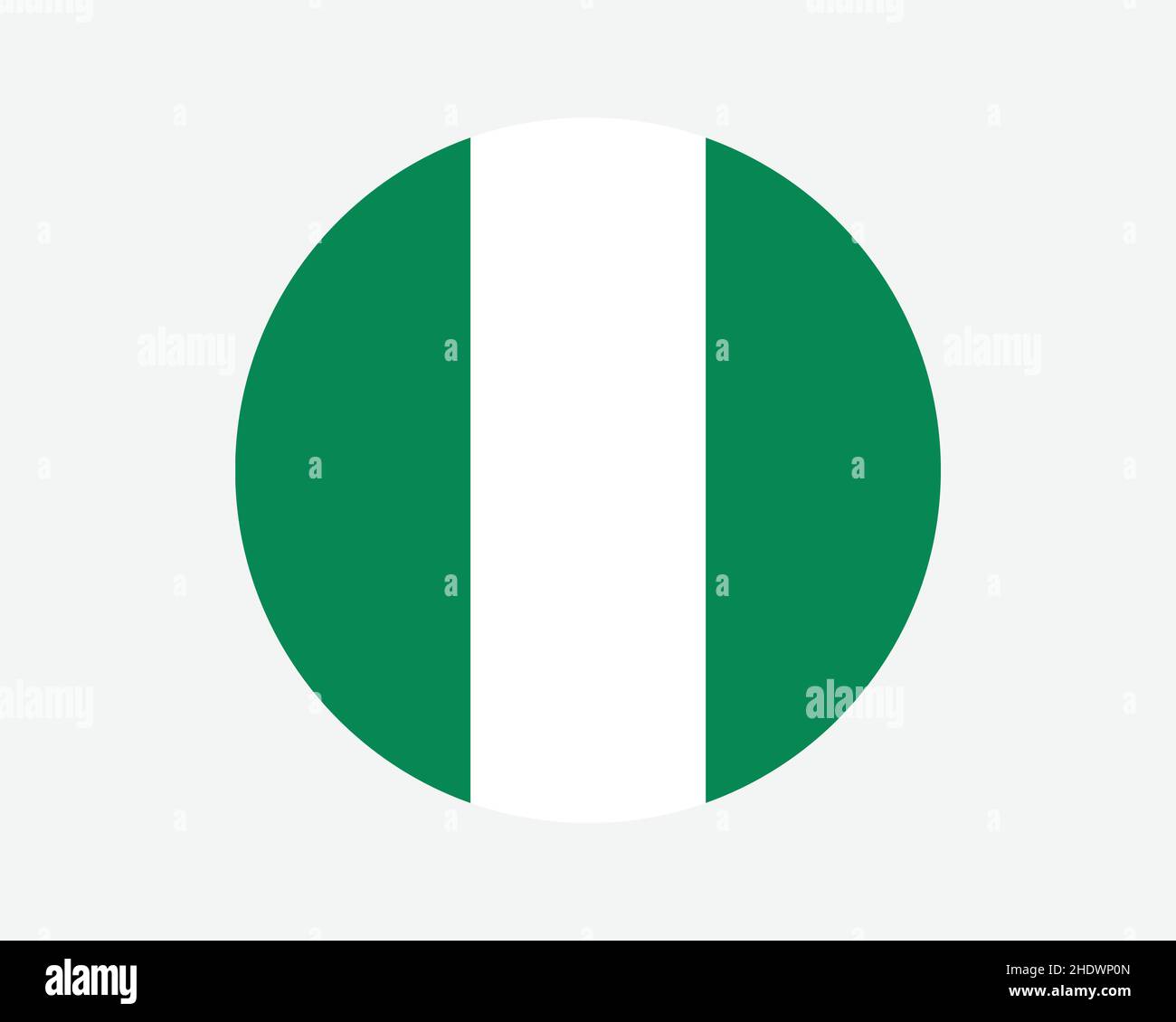 Bandiera nazionale del turno della Nigeria. Bandiera nazionale del cerchio nigeriano. Banner a forma circolare per pulsanti della Repubblica federale di Nigeria. Illustrazione del vettore EPS. Illustrazione Vettoriale