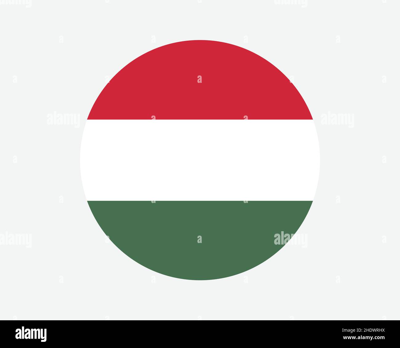 Bandiera nazionale dell'Ungheria. Bandiera nazionale del cerchio Ungherese. Banner a bottone a forma circolare Ungheria. Illustrazione del vettore EPS. Illustrazione Vettoriale