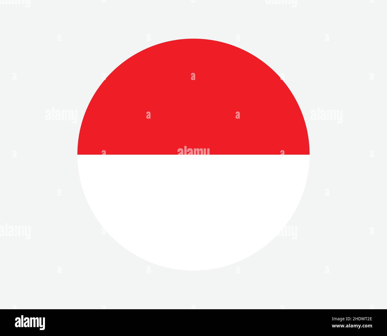 Bandiera del Paese dell'Indonesia Round. Bandiera nazionale del cerchio indonesiano. Repubblica di Indonesia Banner a forma circolare. Illustrazione del vettore EPS. Illustrazione Vettoriale