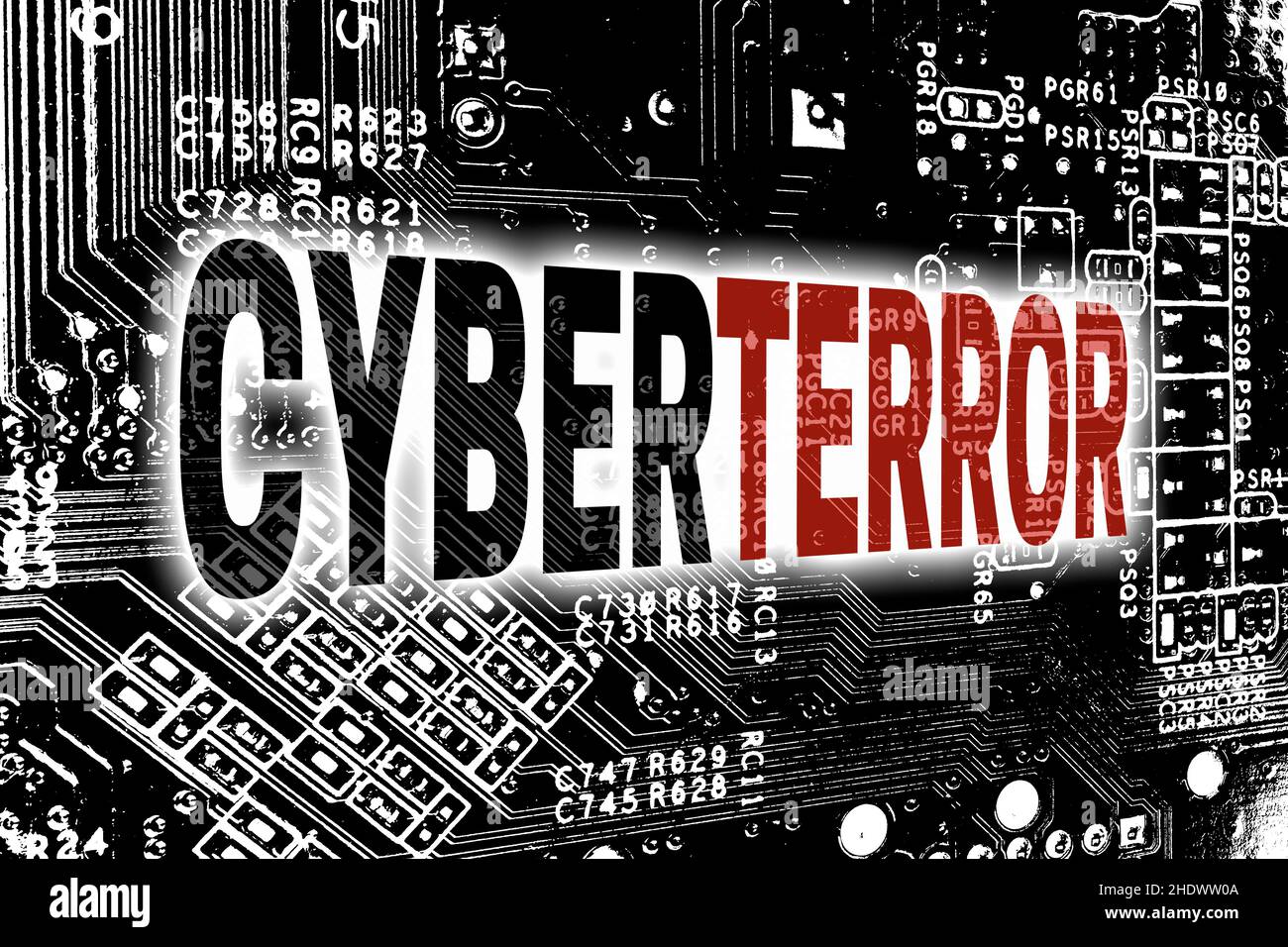 terrore, cyber, terrori, ciberi Foto Stock