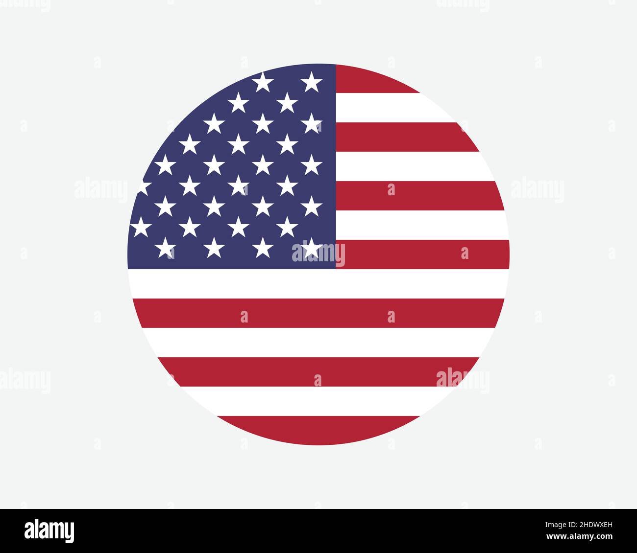 Bandiera nazionale degli Stati Uniti. BANDIERA nazionale del cerchio DEGLI STATI UNITI / USA. Stati Uniti d'America / American Circular Shape Button Banner. Illustrazione del vettore EPS Illustrazione Vettoriale