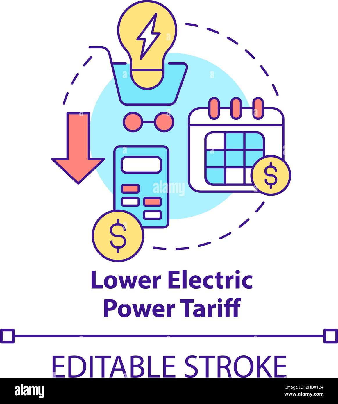Icona del concetto di tariffa di potenza elettrica inferiore Illustrazione Vettoriale