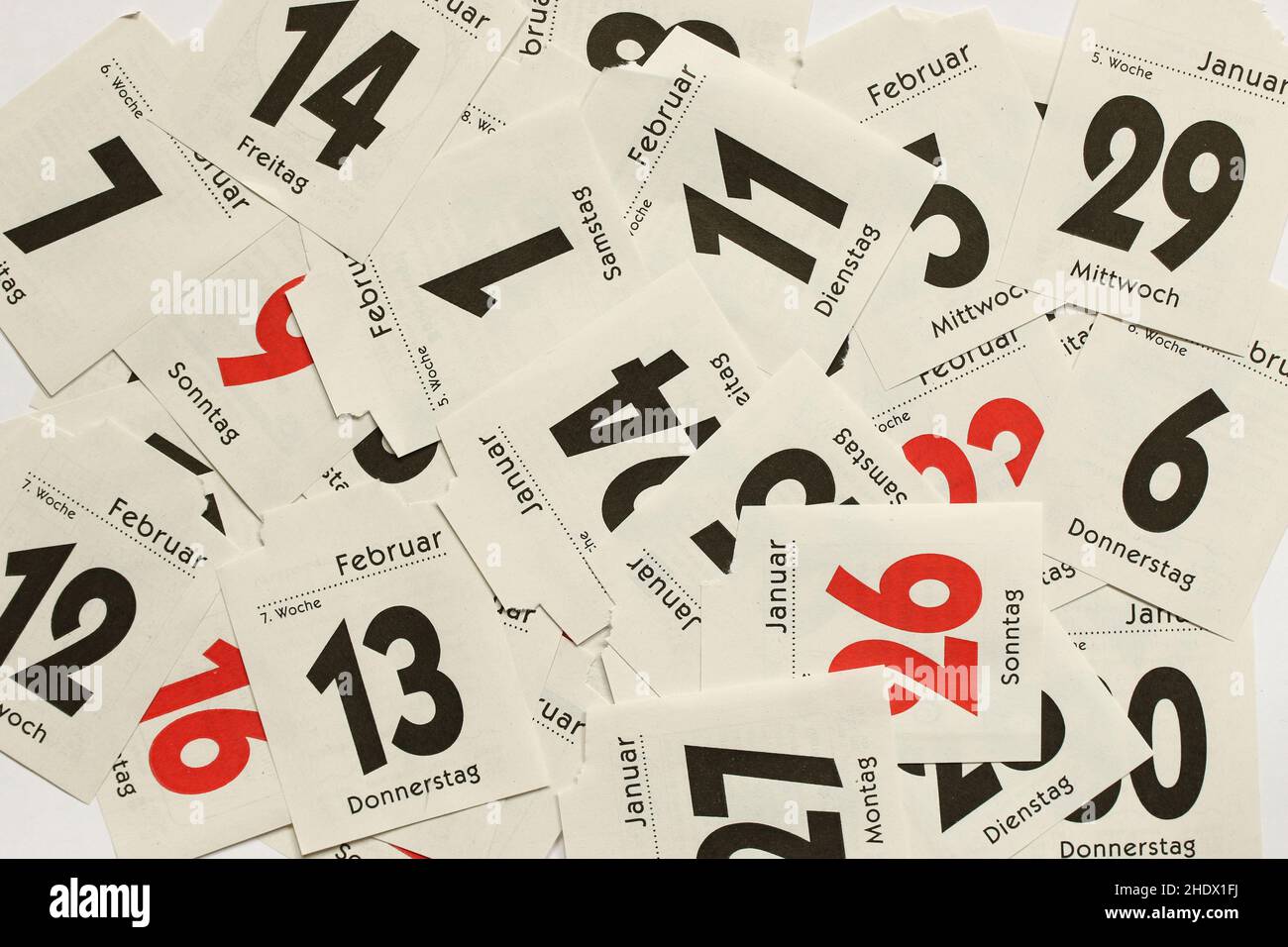 foglio di calendario, calendario a strappo, calendari, calendari a strappo Foto Stock