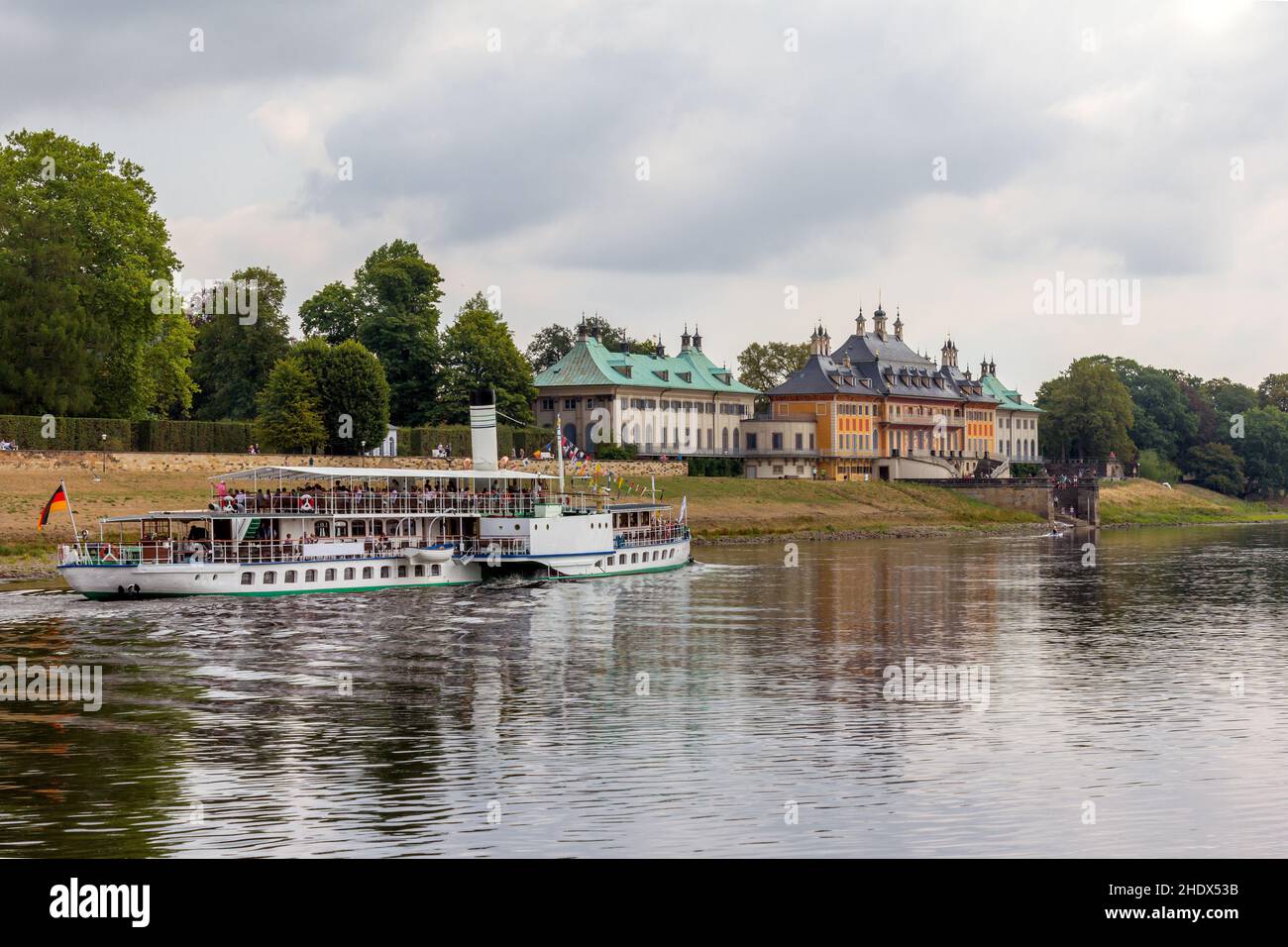 piroscafo a pale, castello pillnitz, piroscafo a pale, pillnitz schloss Foto Stock