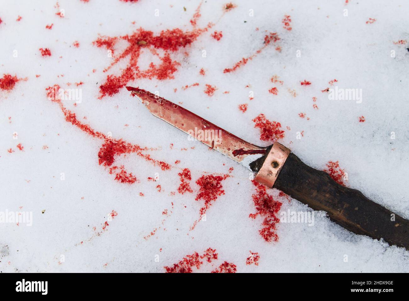 sangue, coltello da tavola, sangue, sangue, coltelli da tavola, colorazioni di sangue Foto Stock