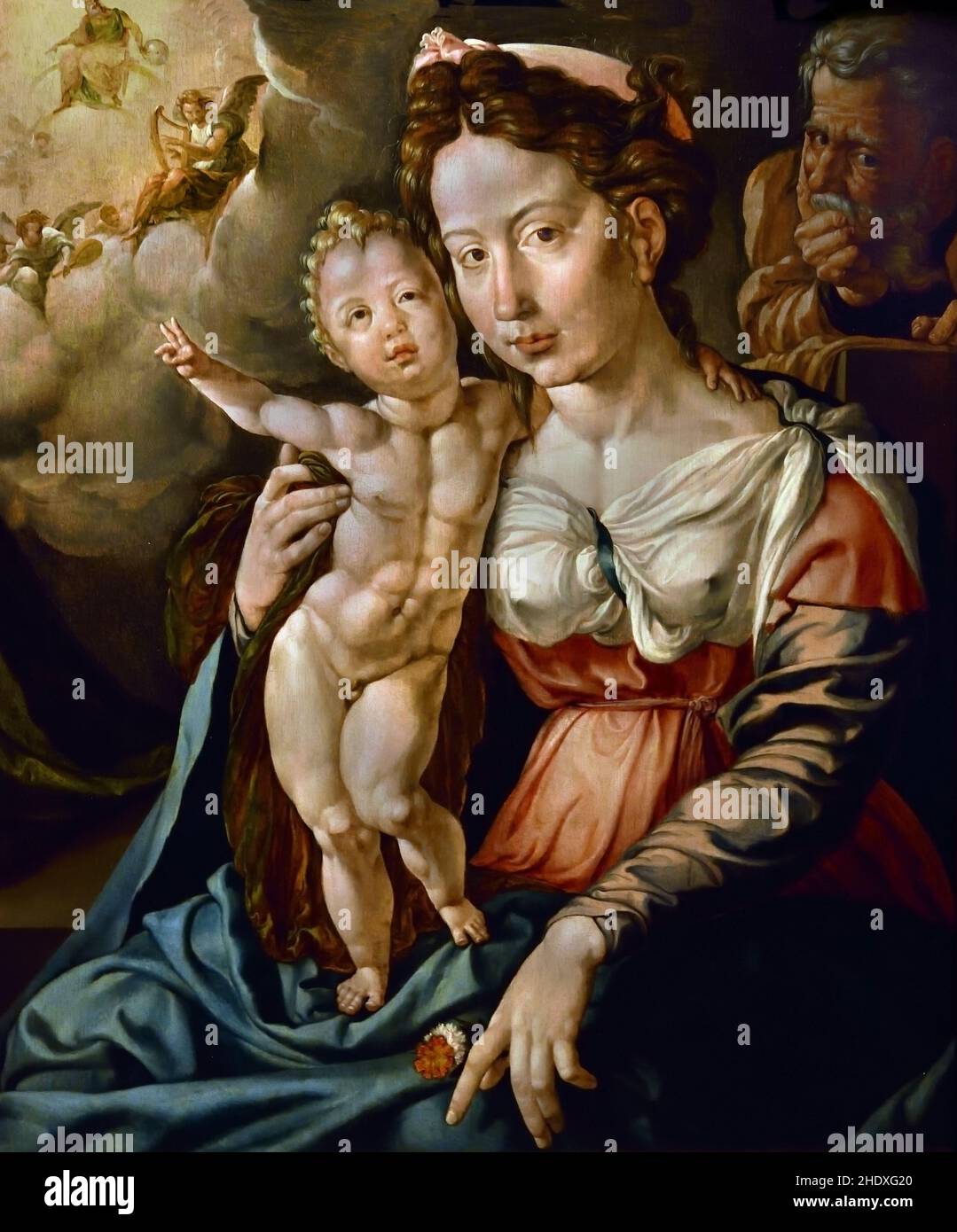 Sacra Famiglia 1528 - 1529 di Jan Cornelisz Vermeyen 1594-1559 Belga, Paesi Bassi, Olandese, Foto Stock