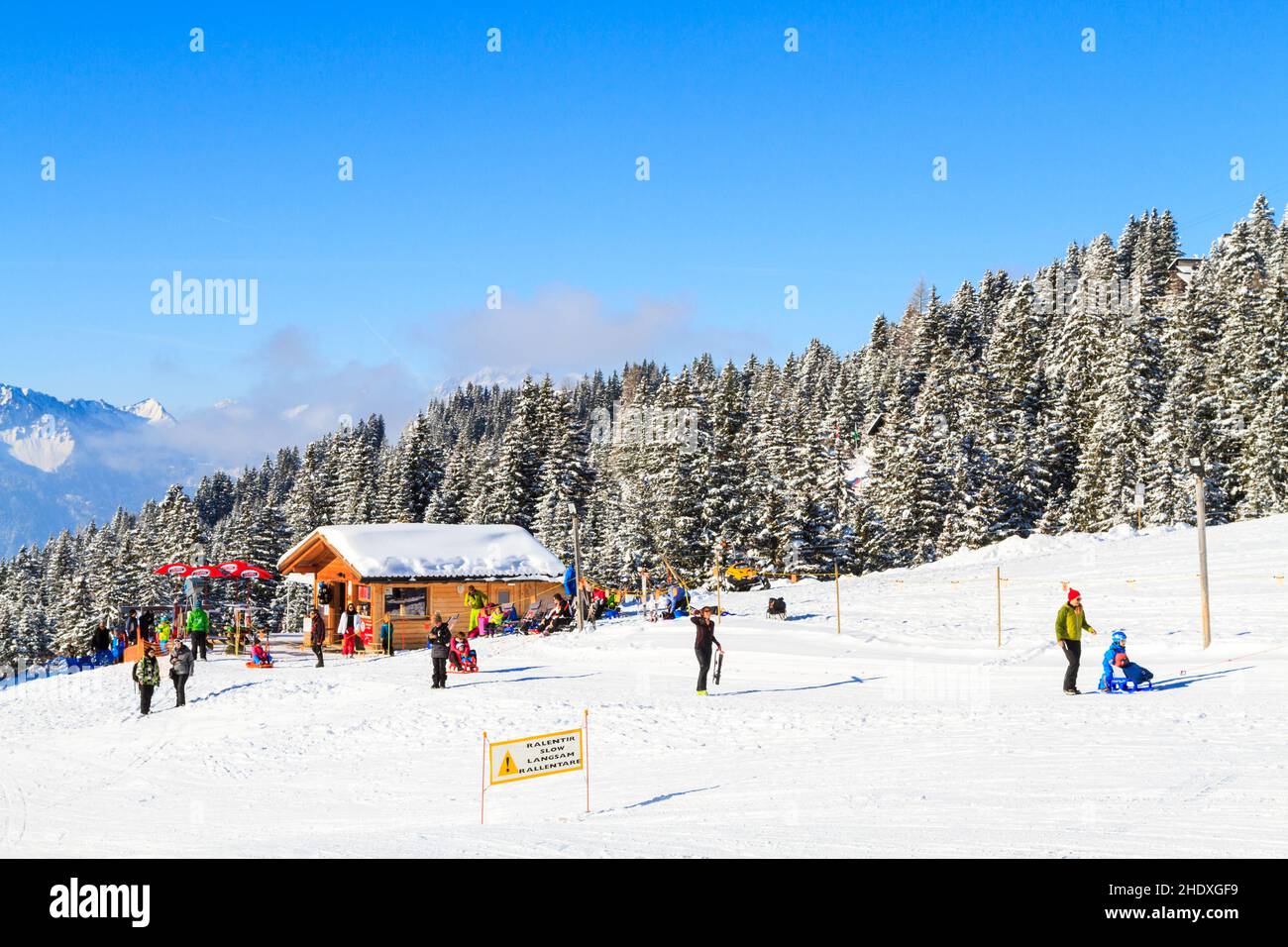 Vacanze invernali, comprensorio sciistico, Villars-sur-Ollon, aree sciistiche Foto Stock