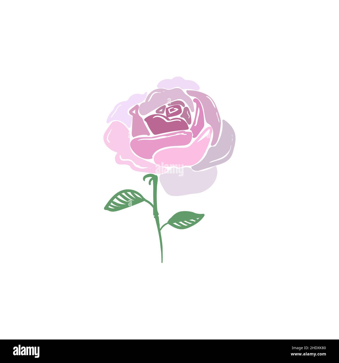 Astratto rosa isolato su sfondo bianco. Illustrazione di scorta alla moda per il tuo design. Vettore Illustration.Rose fiore elementi di design. Illustrazione Vettoriale
