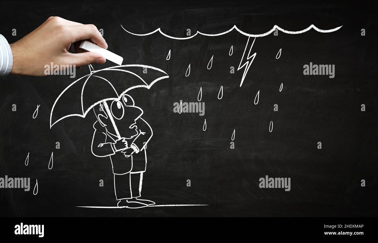 pioggia, sfortuna, pioggia, caricatura, pioggia, sventure, piogge, piogge, caricature Foto Stock