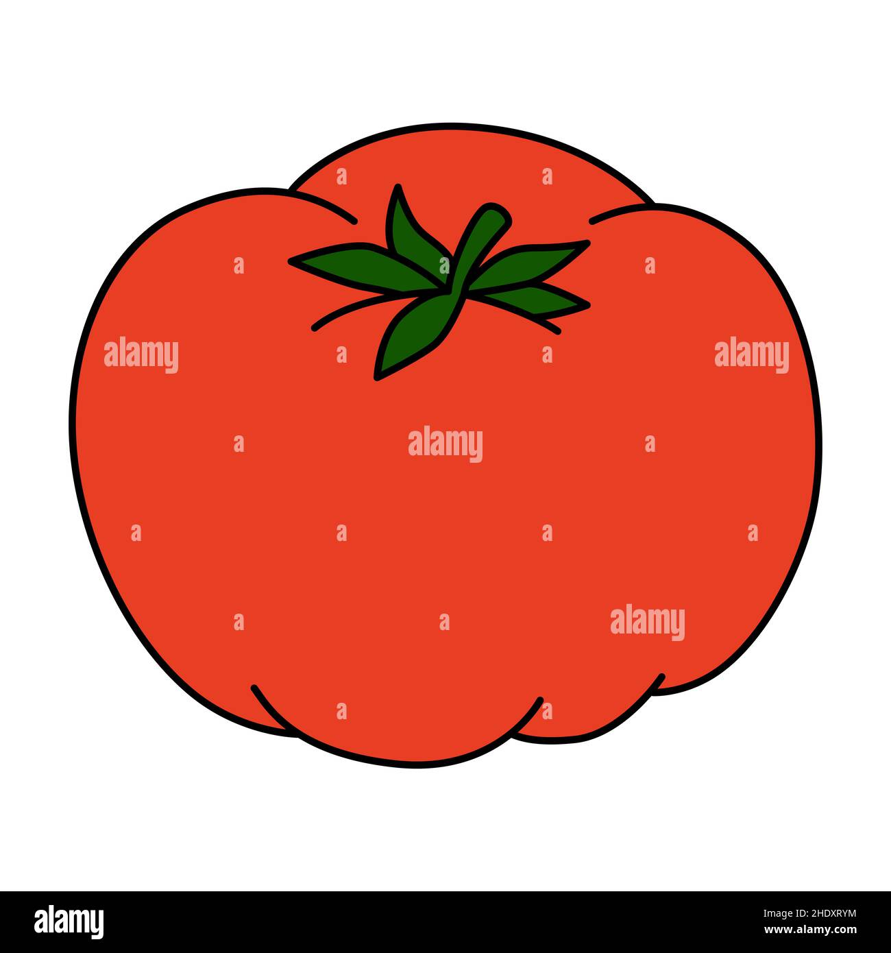 Illustrazione vettoriale del cartone animato di pomodoro isolato su sfondo bianco. Verdure fresche mature Illustrazione Vettoriale