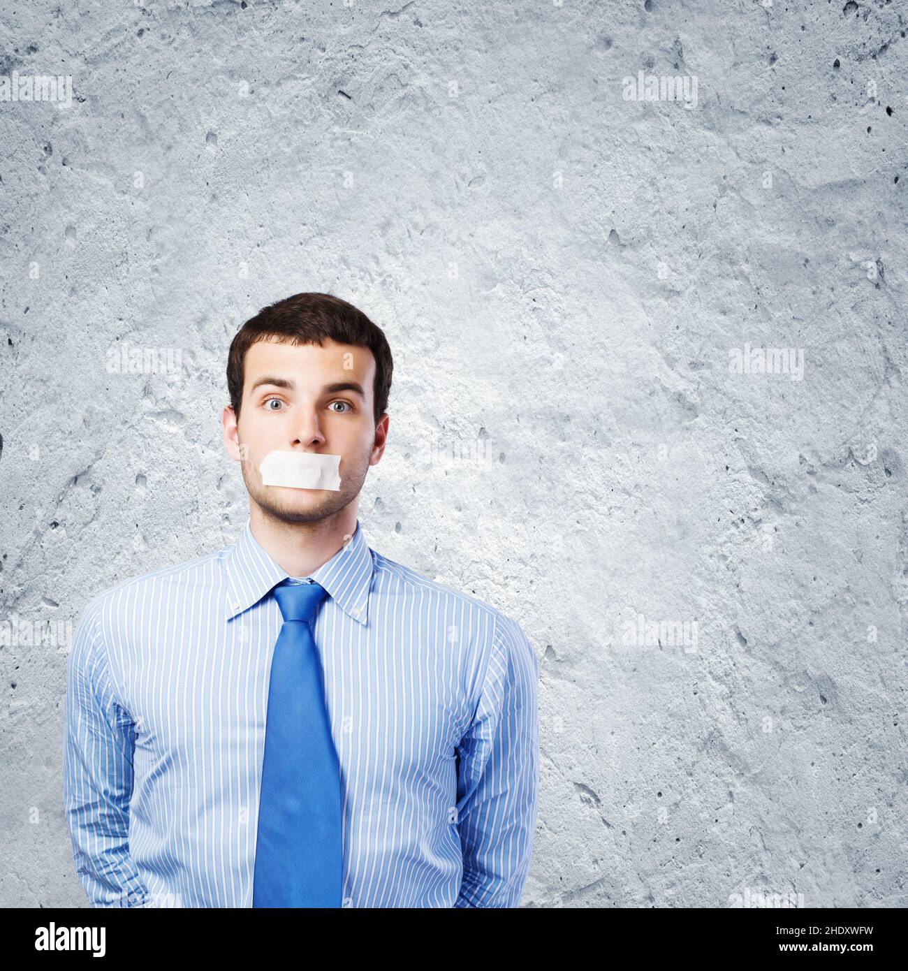 dipendente, muto, silenziato, senza parole, censurato, dipendenti, mutes, silenced, censure Foto Stock