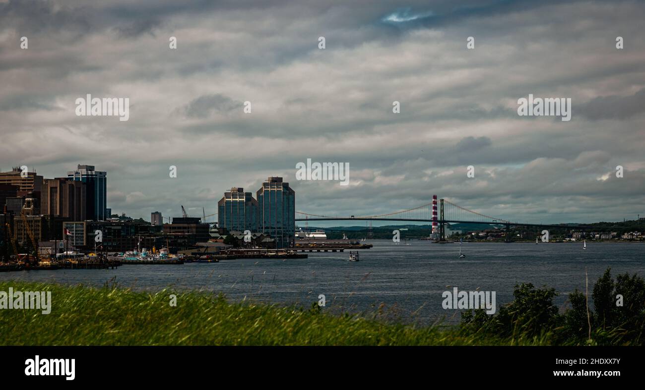 skyline di halifax da georges island Foto Stock
