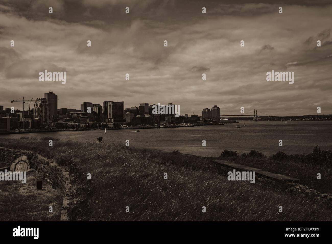 skyline di halifax da georges island Foto Stock