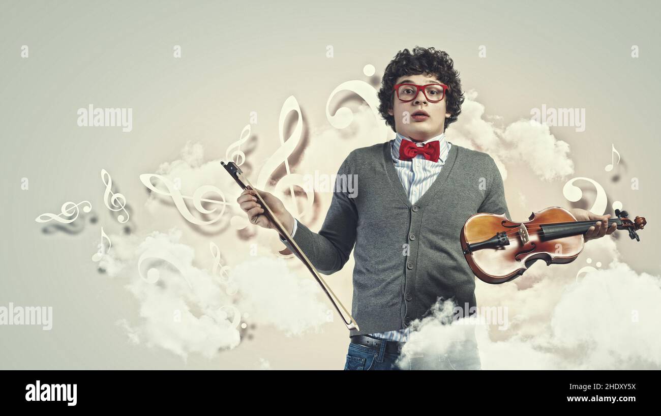 musica classica, blockade, violinista, scenate, musiche classiche, blockades, violinisti, fregi di scena Foto Stock