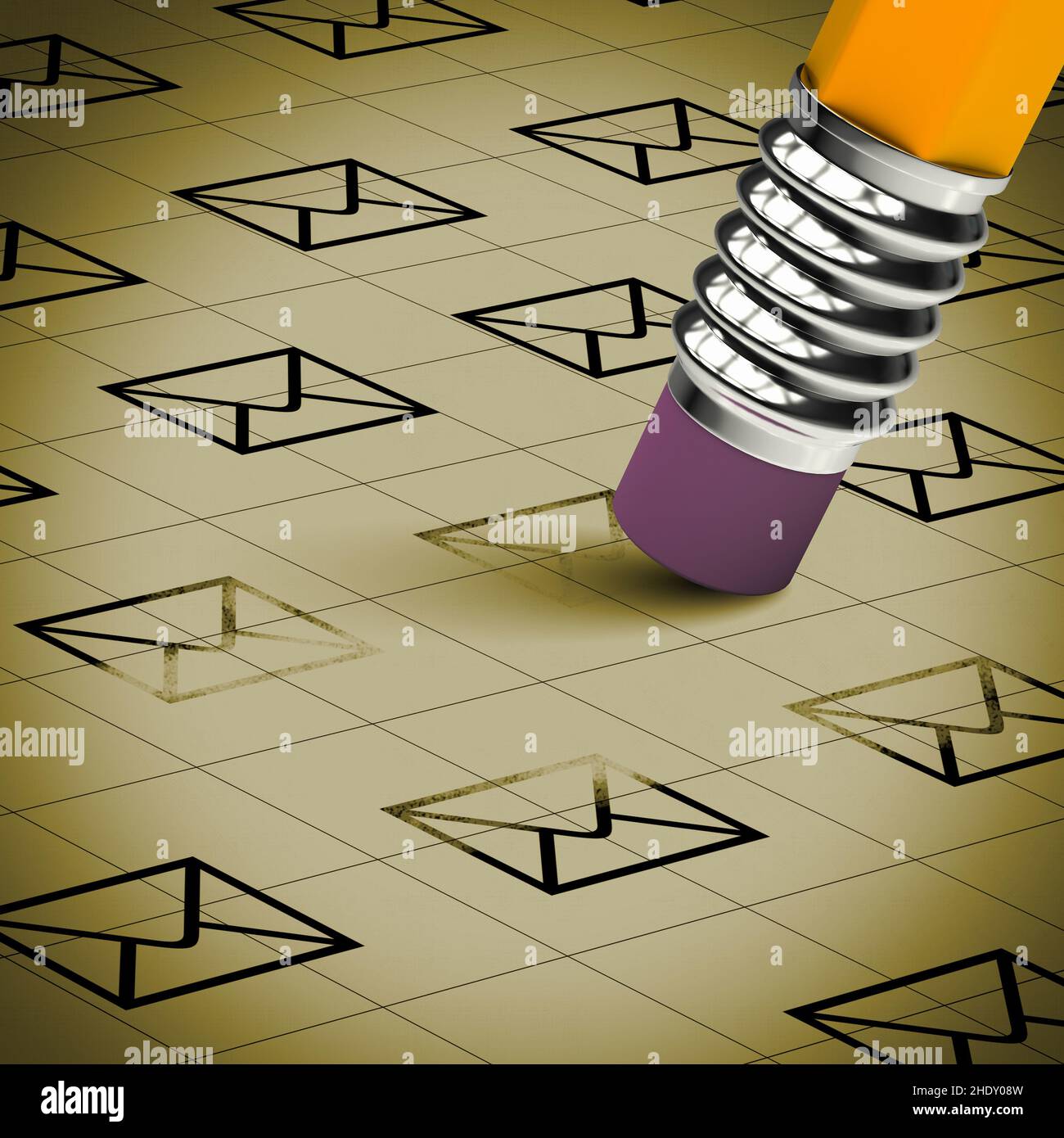 estinguere, e-mail, spam, deltes, e-mail Foto Stock