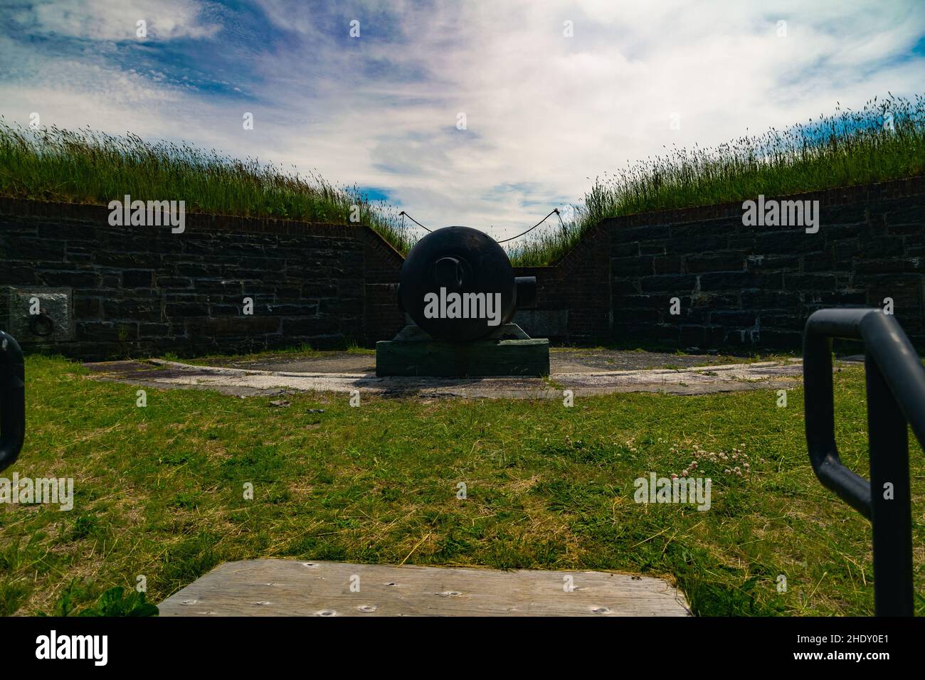 pistola rml da 9 pollici a fort charlotte sull'isola georges Foto Stock