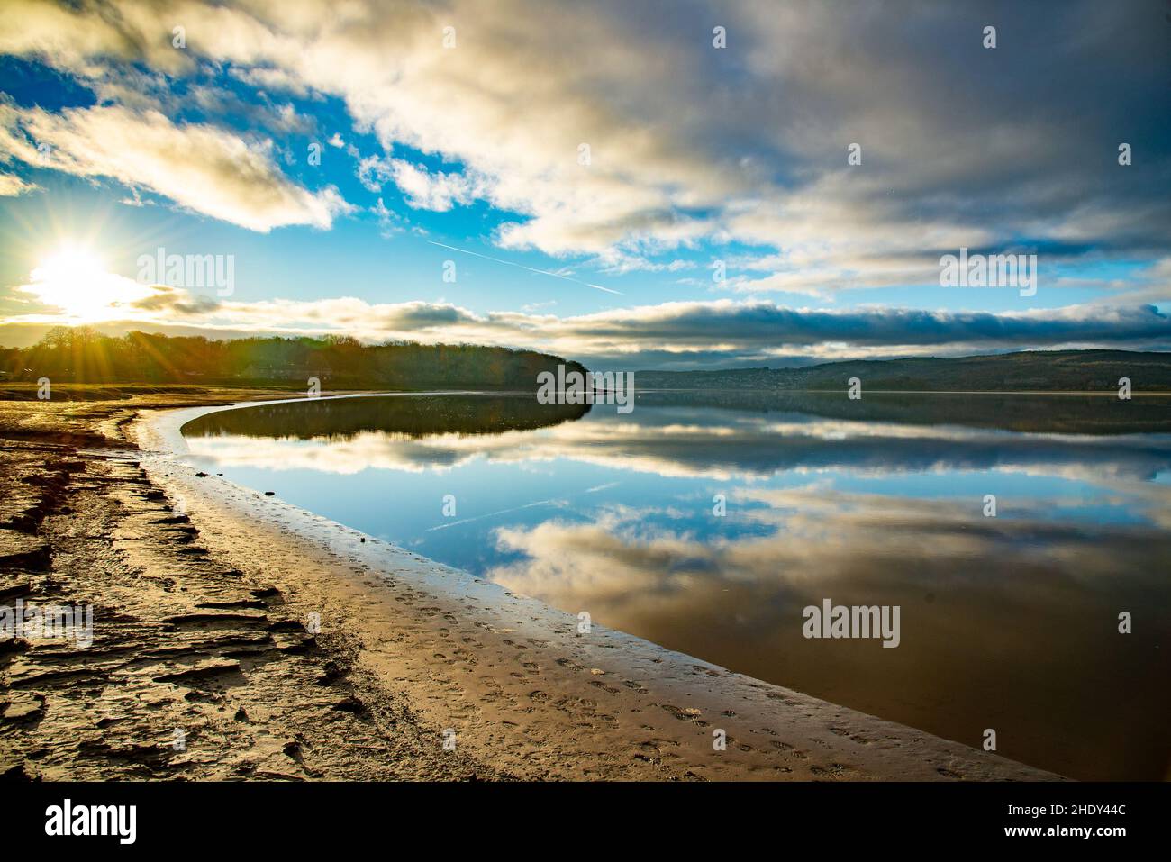 Sunset, Arnside, Milnthorpe, Cumbria, Regno Unito Foto Stock