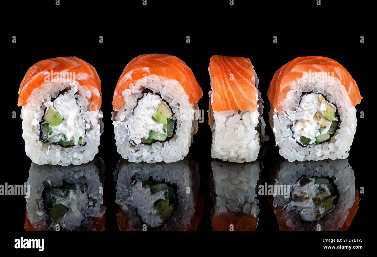 sushi, dentro fuori rotoli, uramaki, sushi, uramakis Foto Stock
