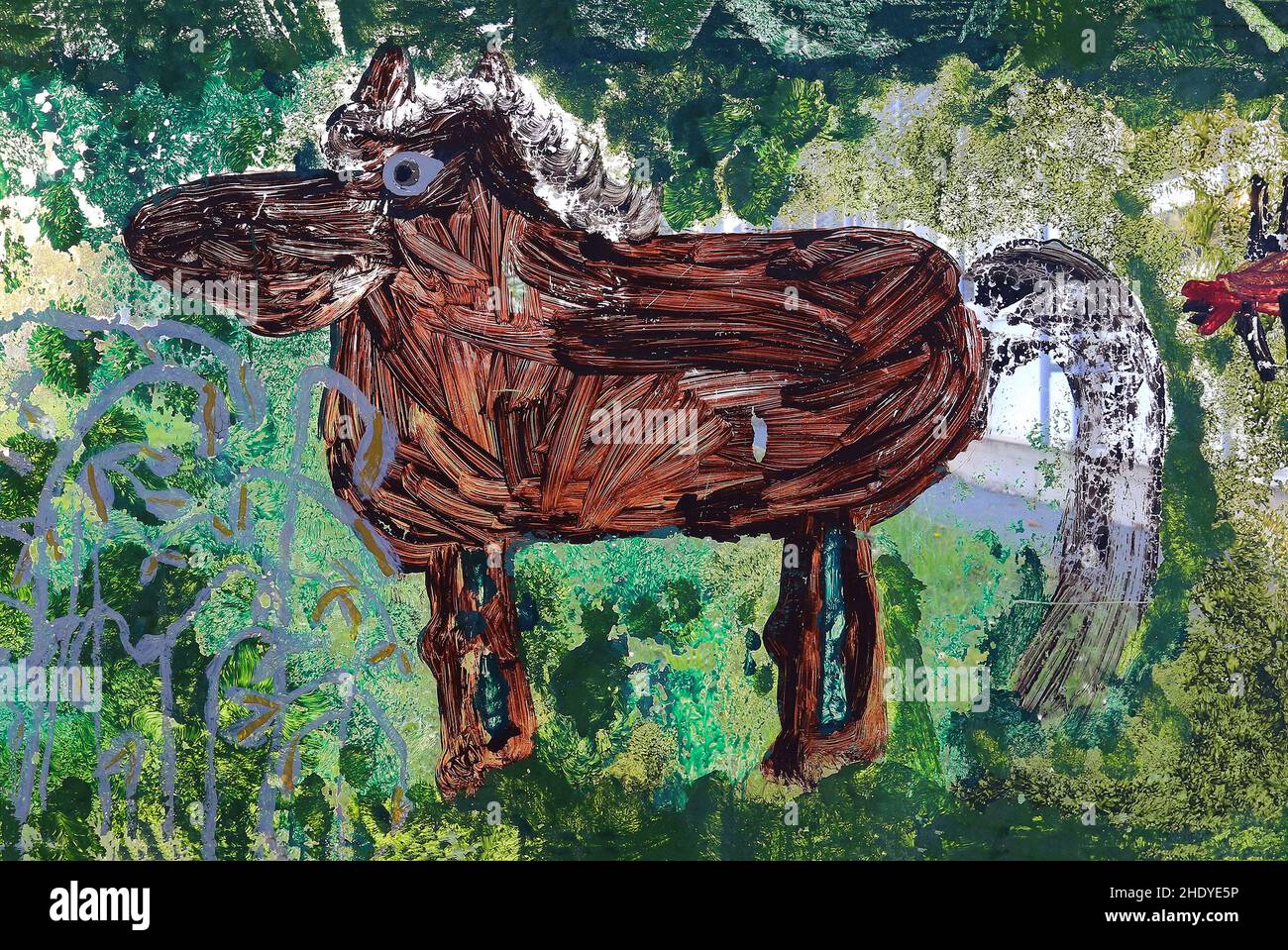 cavallo, disegno del bambino, cavalli Foto Stock