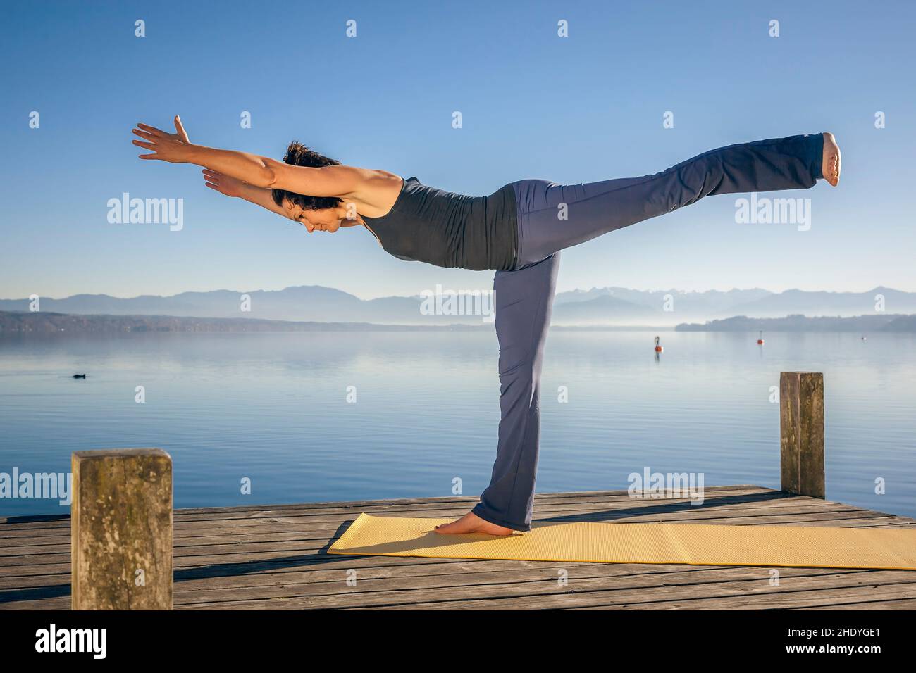 yoga, equilibrio, yoga esercizi, yoga, equilibri, esercitandosi Foto Stock
