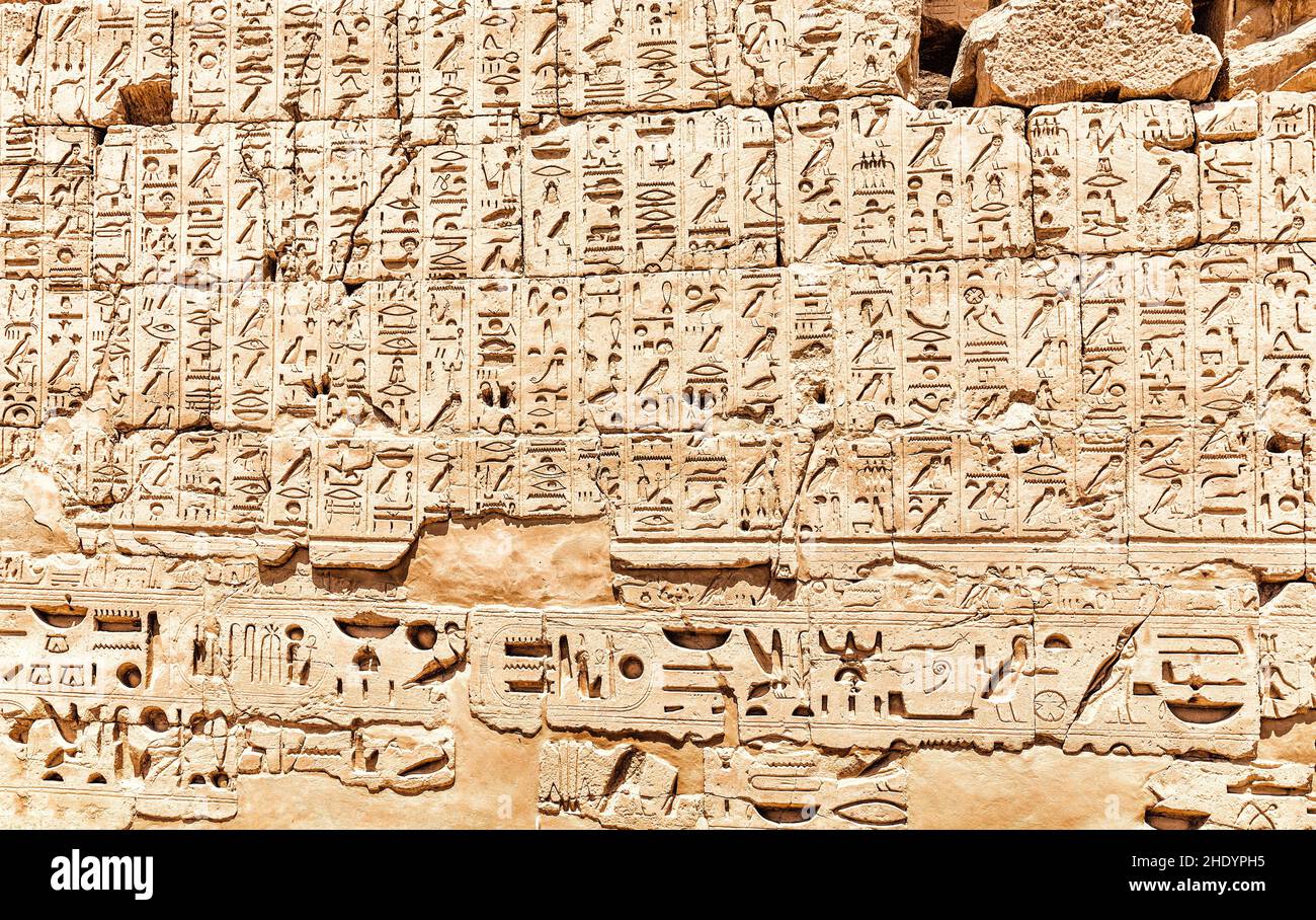 geroglifici, geroglifici egiziani, egiziani Foto Stock