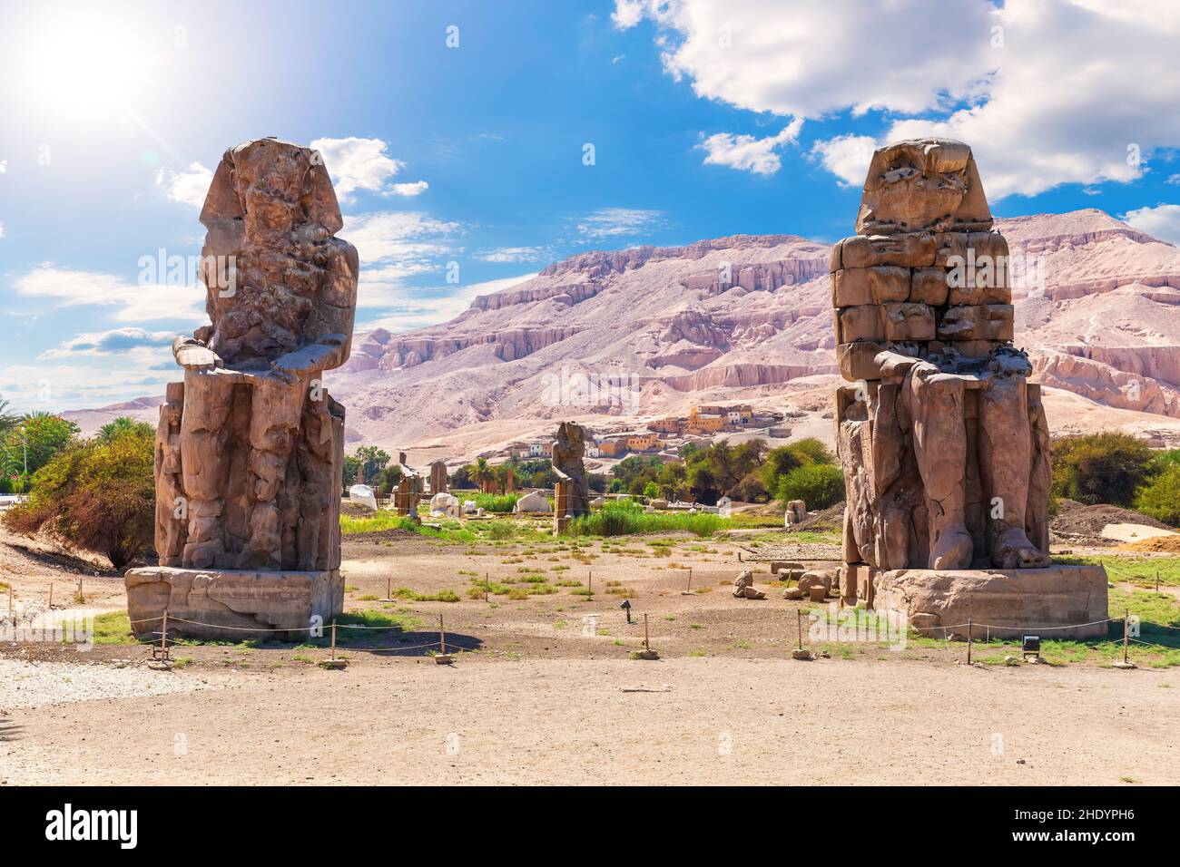 colossi di memnon, statua colossale, colossi di memnoni Foto Stock