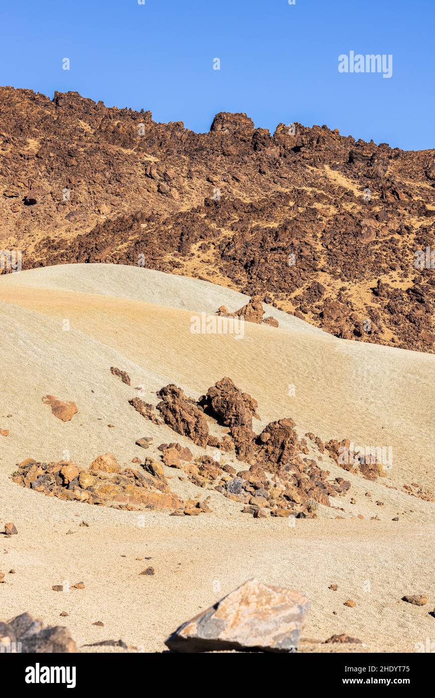 Dune di pomice a Minas de San Jose nel paesaggio vulcanico del Parco Nazionale Las Cañadas del Teide, Tenerife, Isole Canarie, Spagna Foto Stock
