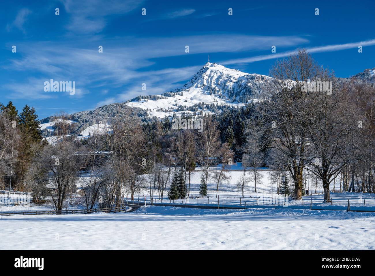 Kitzbueheler Corno in inverno, Kitzbuehel, Tirolo, Austria Foto Stock