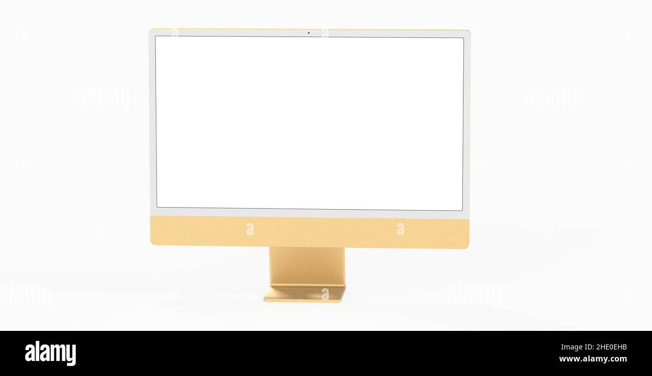 Un'illustrazione del rendering 3D di un display del computer con uno schermo vuoto Foto Stock