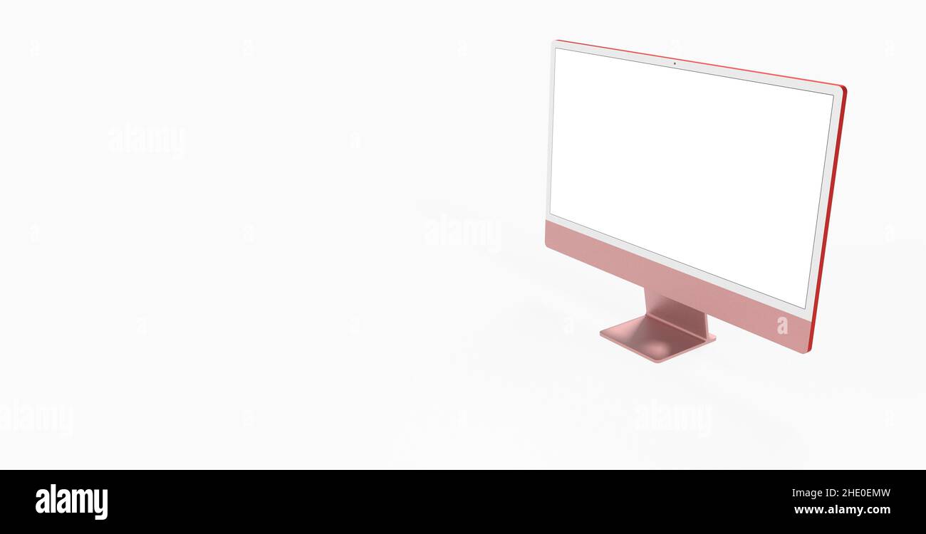 Un'illustrazione del rendering 3D di un display del computer con uno schermo vuoto Foto Stock