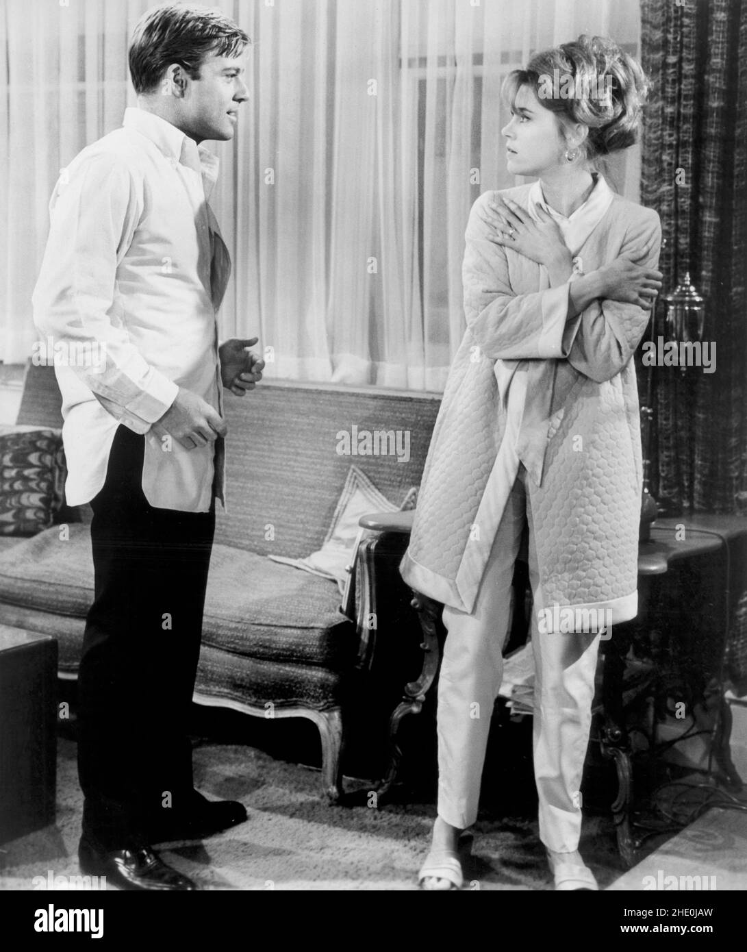 Robert Redford, Jane fonda, in set del film, 'Barefoot in the Park', Paramount Pictures, 1967 Foto Stock