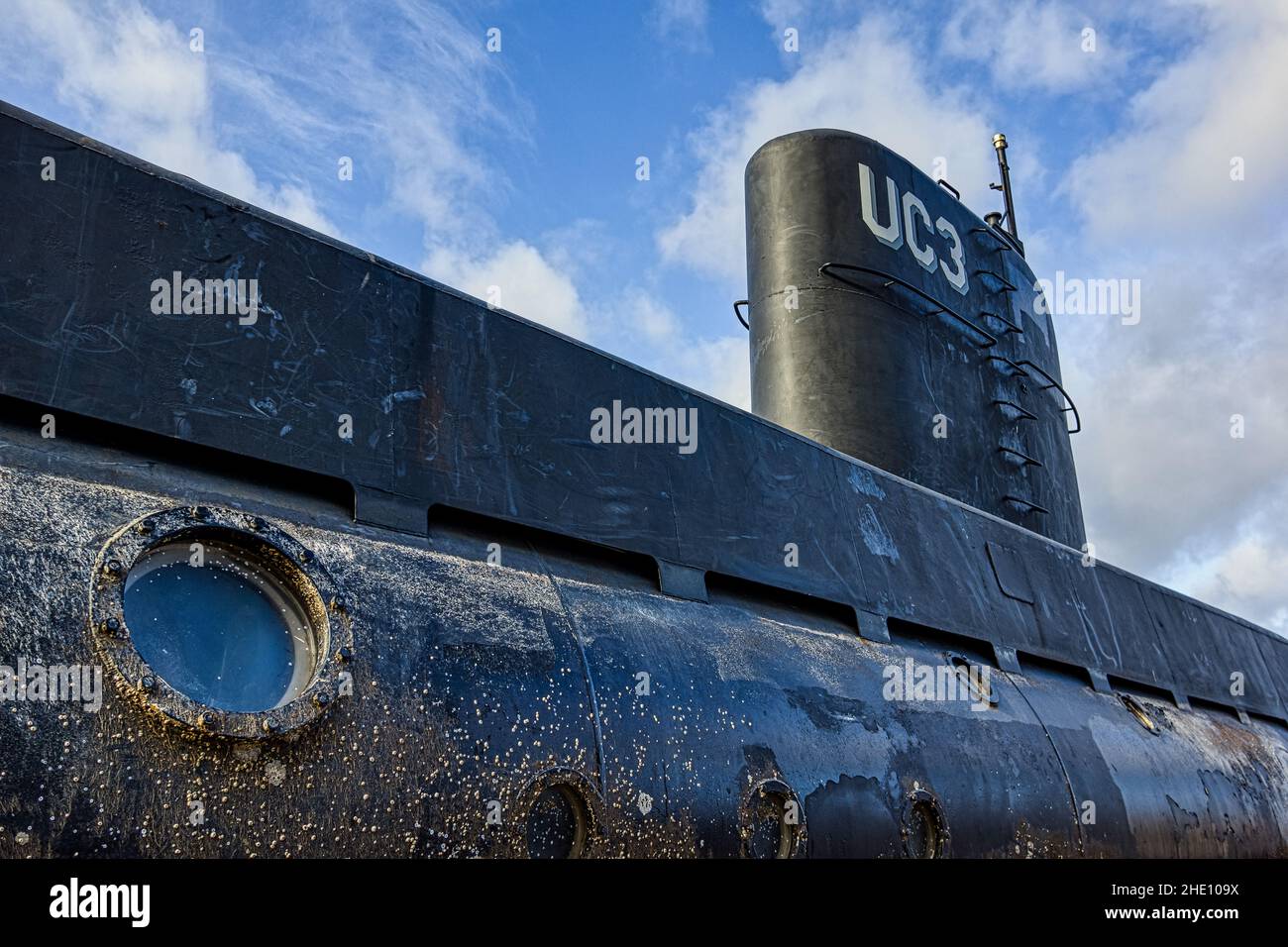 Lo scafo del sottomarino midget UC3 Nautilus nel porto di Copenaghen, ora distrutto, Danimarca, 26 ottobre 2017 Foto Stock