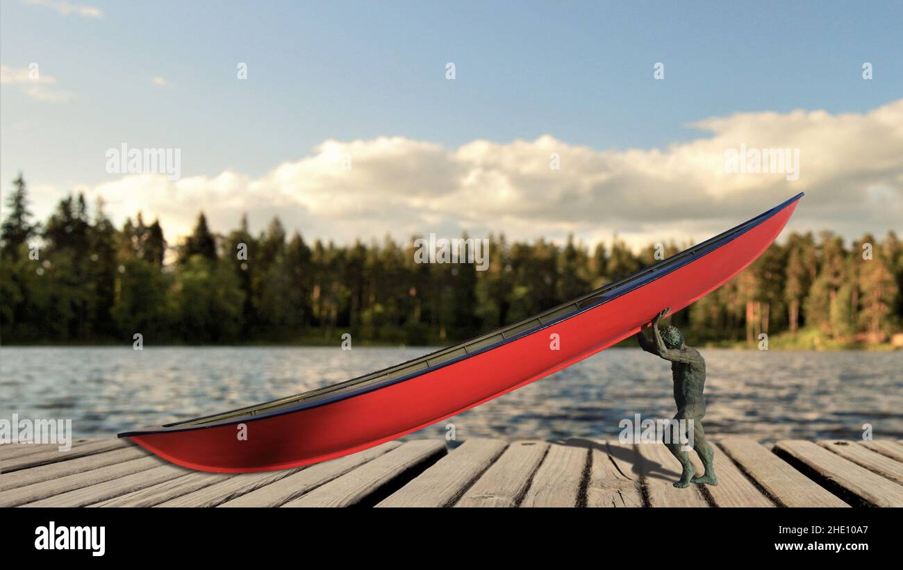 Un leader sta prendendo la proprietà di una situazione difficile e tenendo la barca di nuovo in acqua. Foto Stock