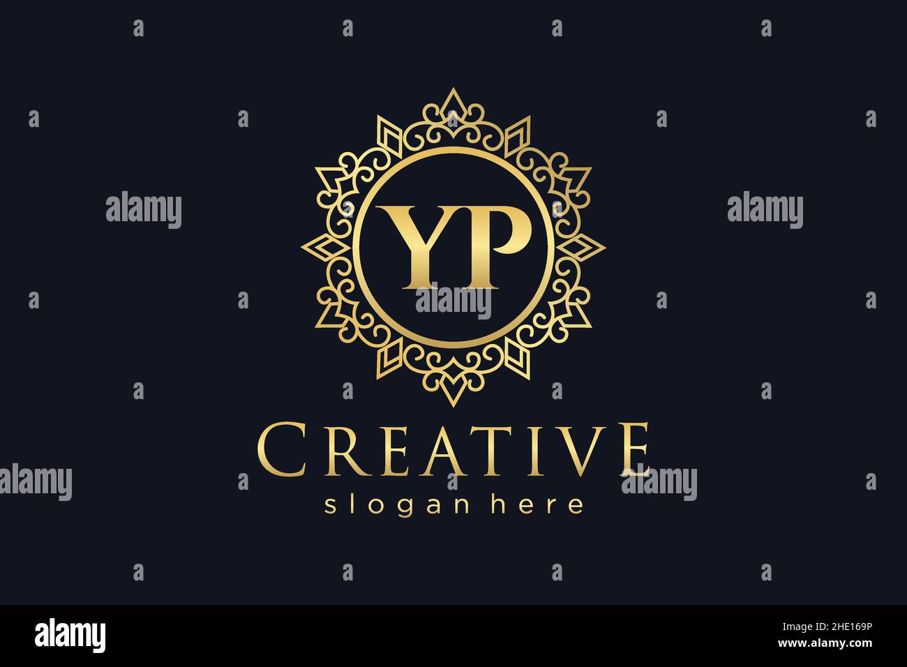 YP Initial Letter Luxury calligraphic femminile floreale a mano disegnato araldico monogramma antico vintage stile lusso logo design Premium Illustrazione Vettoriale