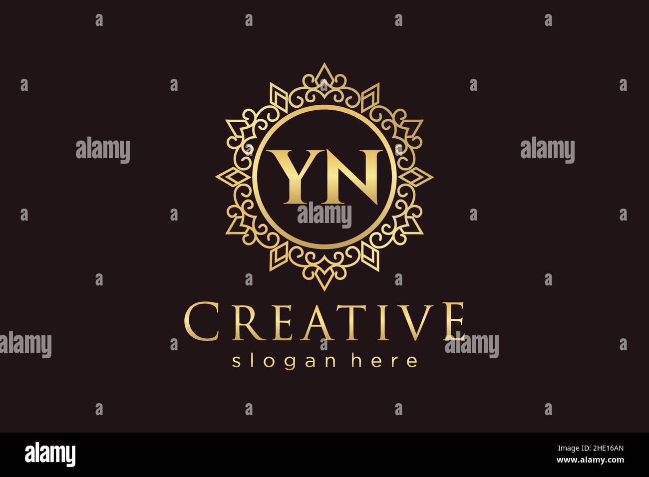 YN Initial Letter Luxury calligraphic femminile floreale a mano disegnato araldico monogramma antico vintage stile lusso logo design Premium Illustrazione Vettoriale