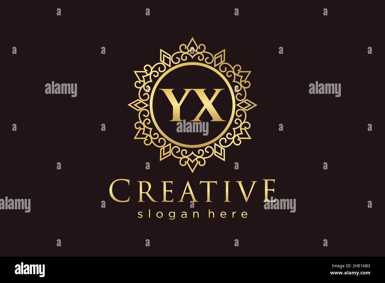 YX Initial Letter Luxury calligraphic femminile floreale a mano disegnato araldico monogramma antico vintage stile lusso logo design Premium Illustrazione Vettoriale