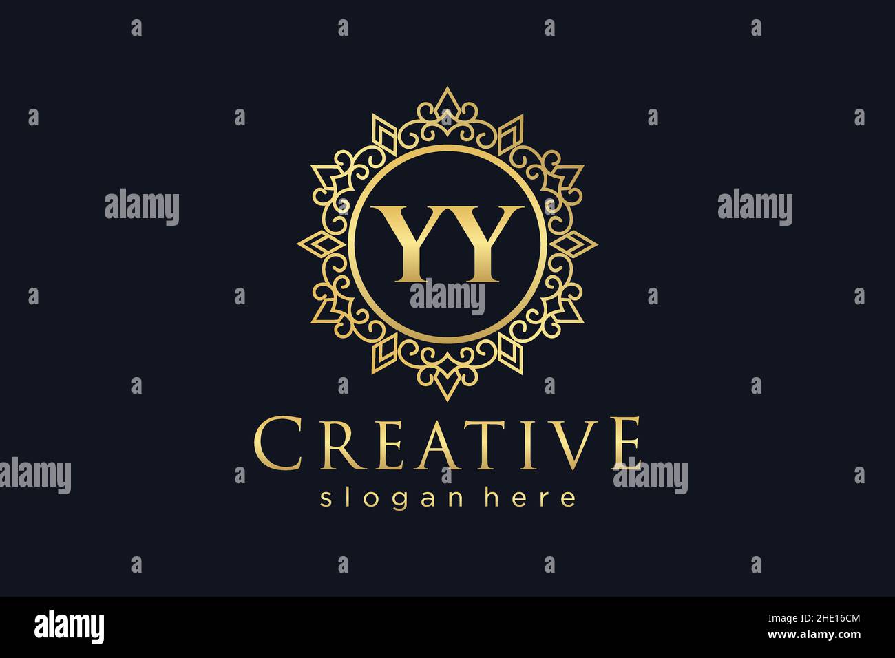 YY Initial Letter Luxury calligraphic femminile floreale a mano disegnato araldico monogramma antico vintage stile lusso logo design Premium Illustrazione Vettoriale