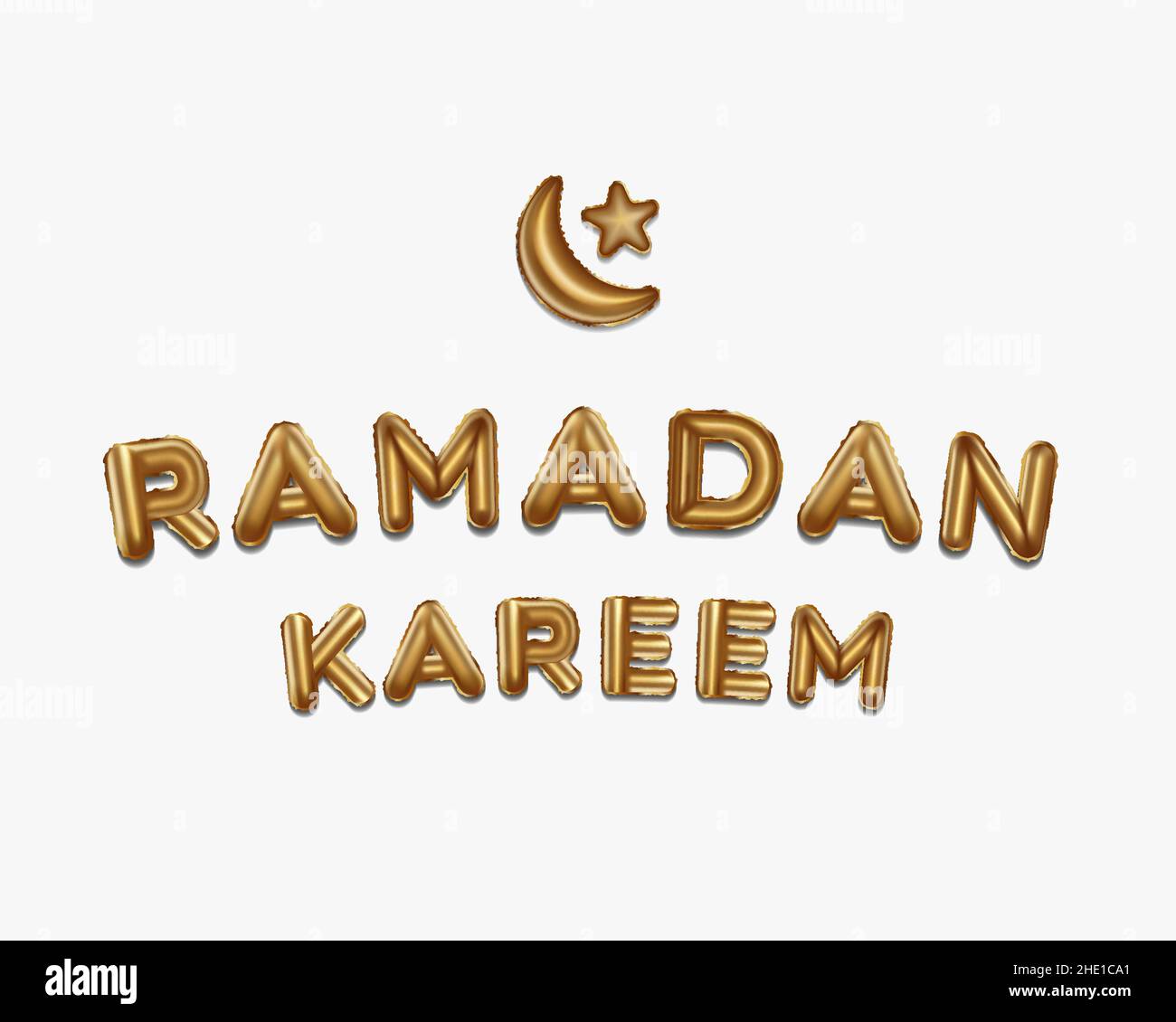 Ramadan kareem scritto con palloncini d'oro. ramadan che scrive palloncini d'oro realistici. ramadan kareem tipografia. Vettore isolato disegno Illustrazione Vettoriale