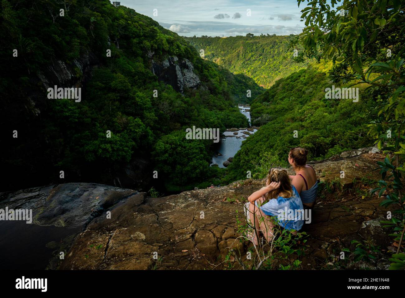 Sette Cascades o Tamarind Falls a Mauritius Foto Stock