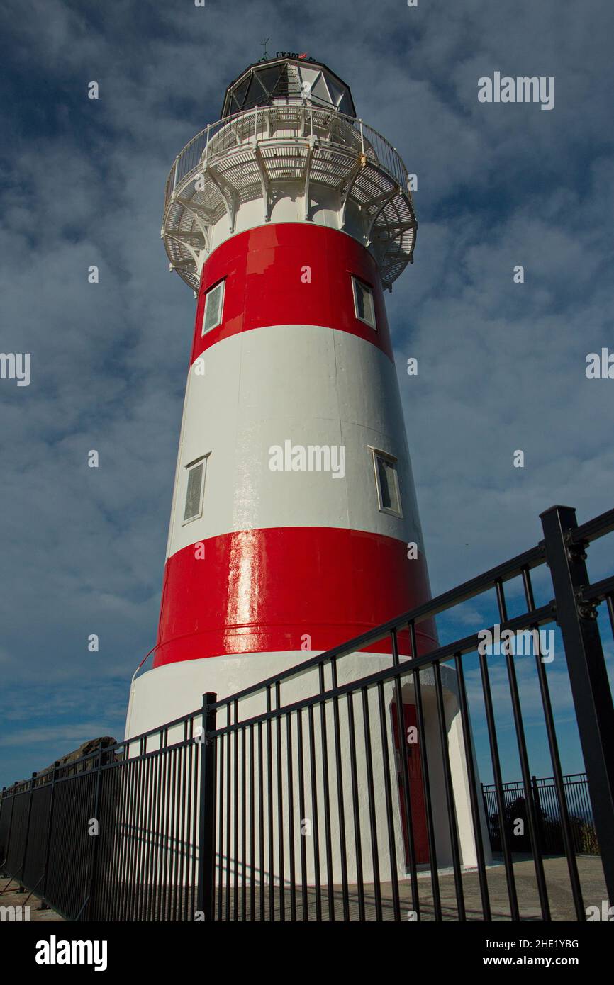 Faro di Cape Palliser nella regione di Wellington sull'Isola del Nord della Nuova Zelanda Foto Stock