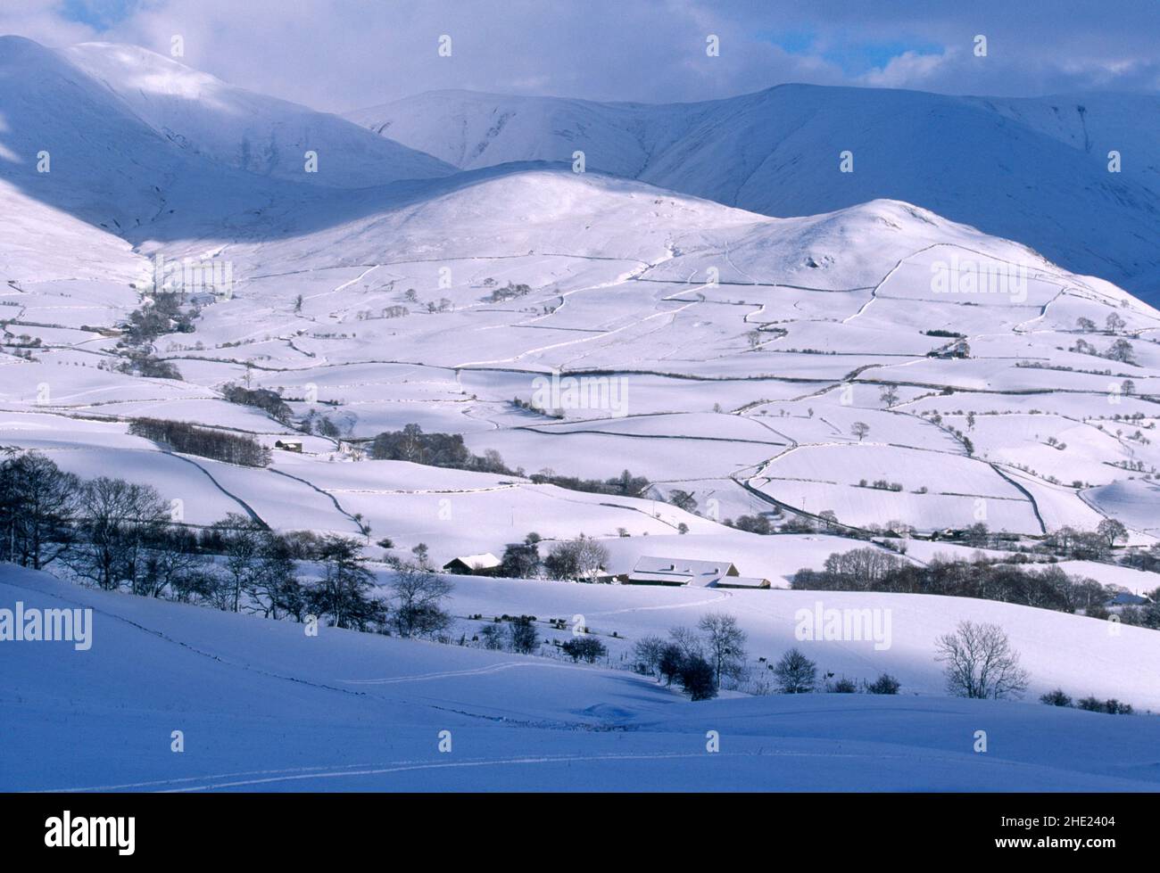 Regno Unito, Cumbria, Yorkshire Dales, Langdale, paesaggio invernale, Foto Stock