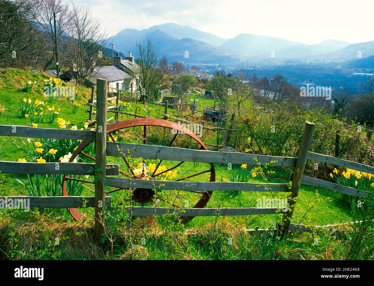 Regno Unito, Galles, Snowdonia, paesaggio primaverile, Foto Stock