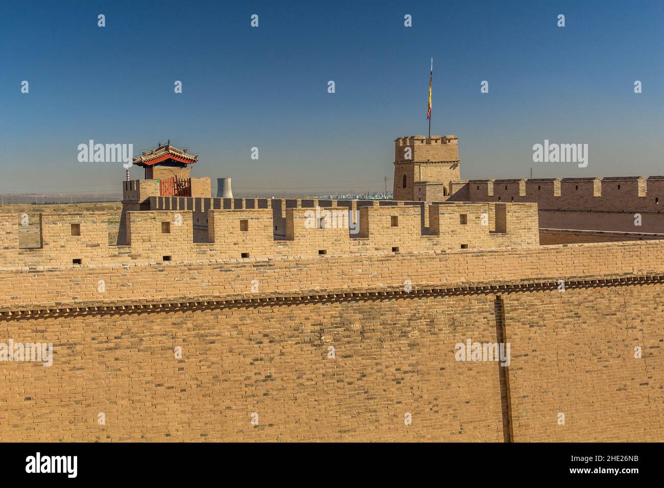 Mura del Forte Jiayuguan, provincia di Gansu, Cina Foto Stock