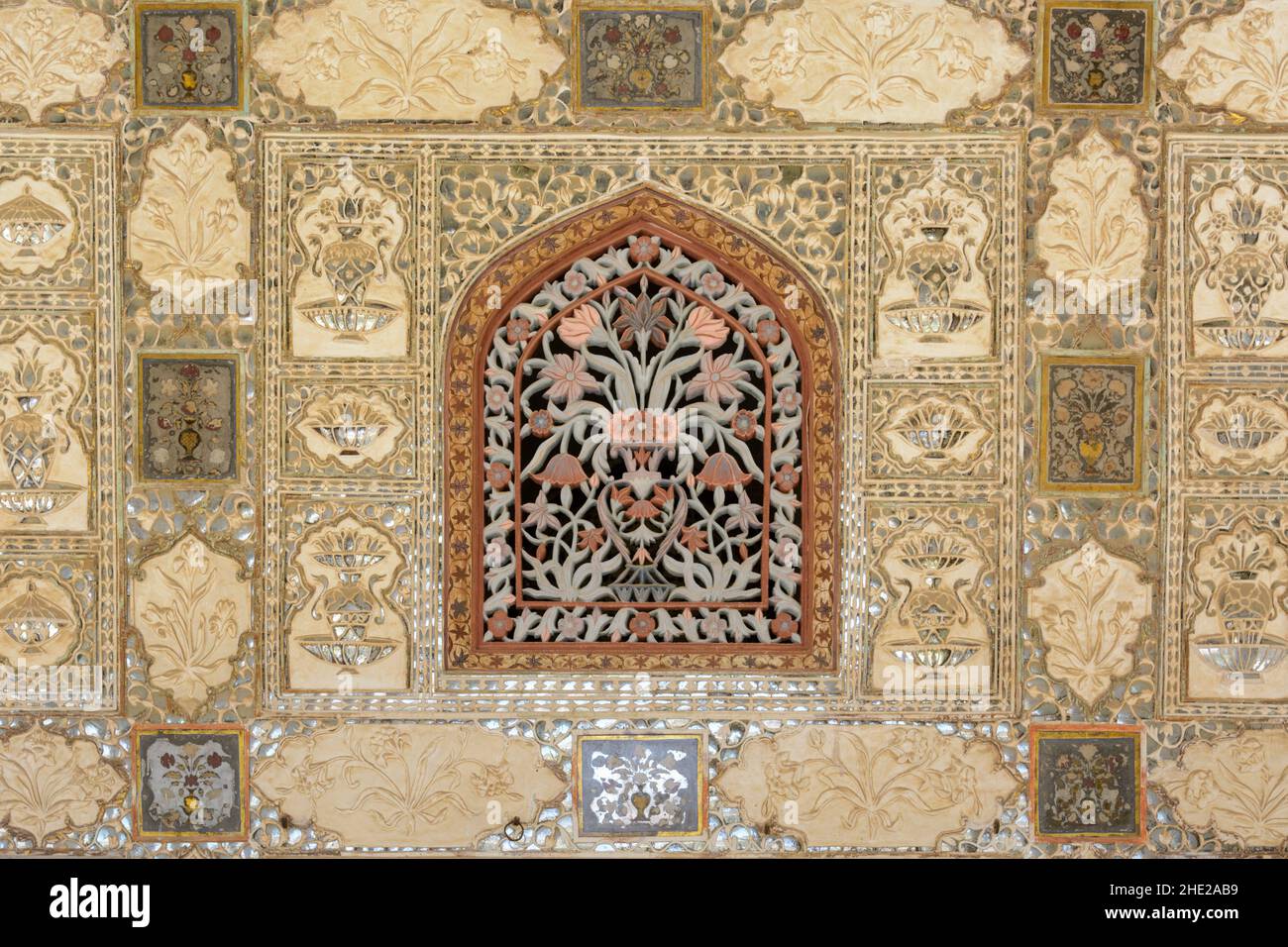 Sheesh Mahal (sala di specchi o palazzo specchio), Amer Fort (o Amer Fort), vicino Jaipur, Rajasthan, India, Asia meridionale Foto Stock