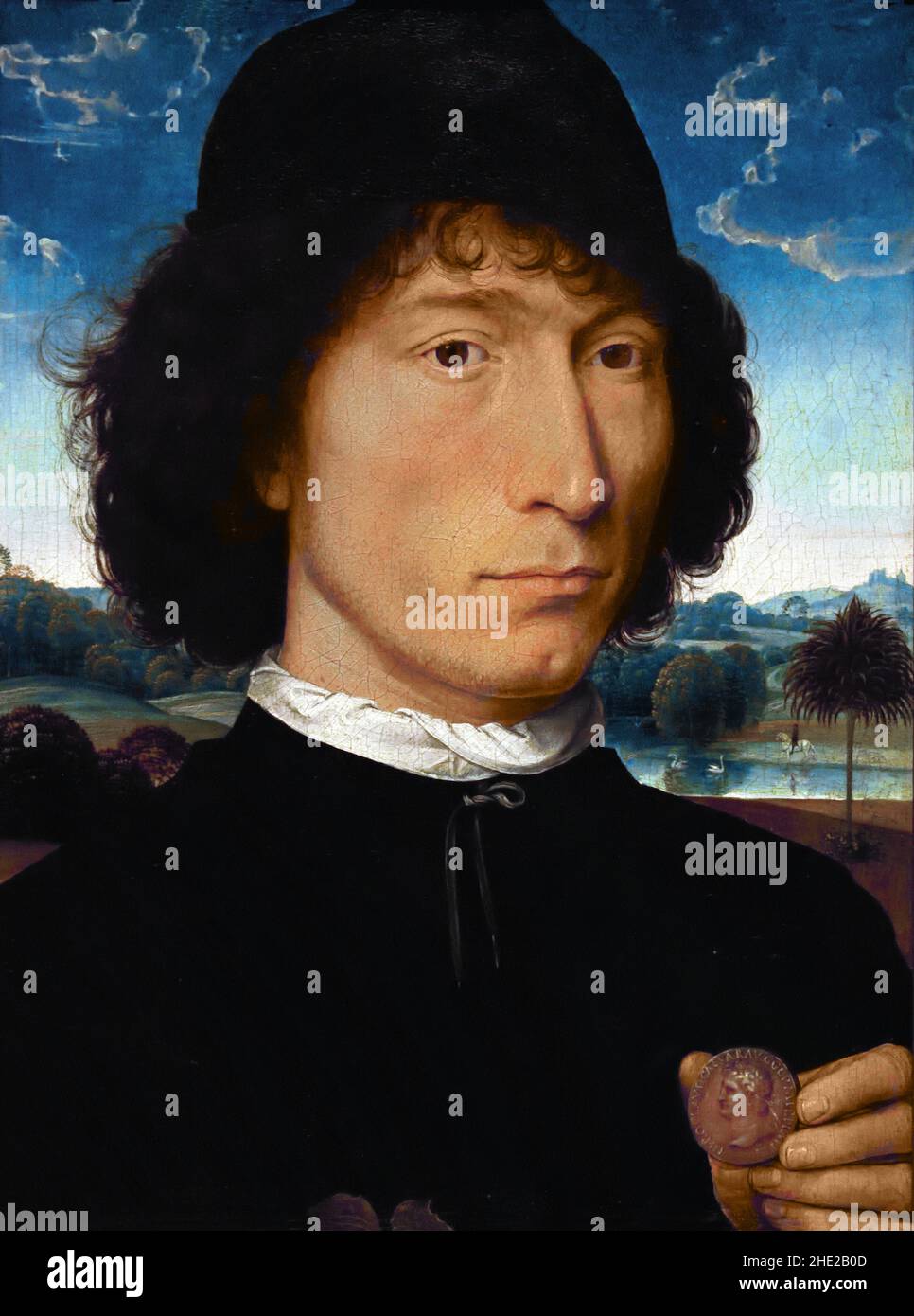 Ritratto di Bernardo Bembo con un antico cappotto romano - uomo con cappotto romano 1480 Hans Memling ( Memlinc ) 1430 – 1494 Germania tedesca Foto Stock