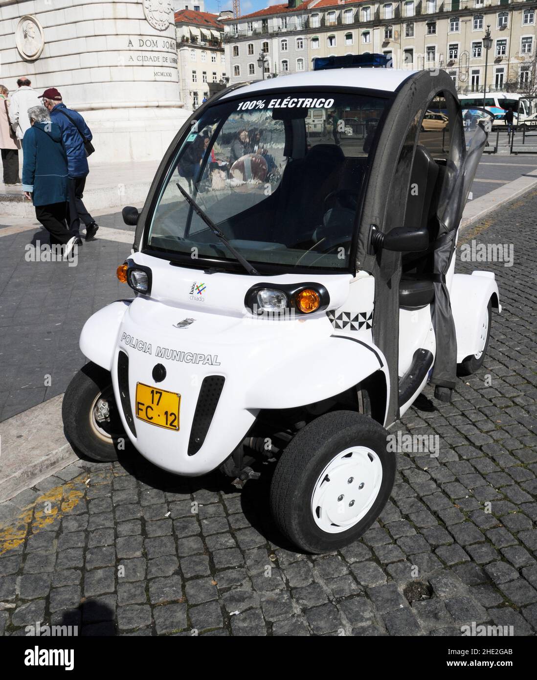 Veicolo elettrico di polizia, Lisbona, Portogallo. Foto Stock