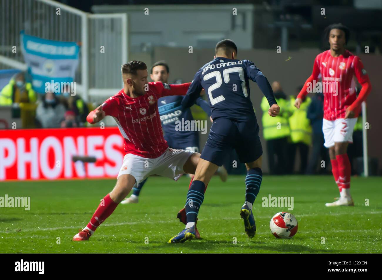 Swindon, Regno Unito. 07th Jan 2022. Swindon, Inghilterra, 7th gennaio: Joao Cancelo di Man City fa Cup 3rd round. Swindon Town V Manchester City presso il centro di Swindon Town FC. Terry Scott/SPP Credit: SPP Sport Press Photo. /Alamy Live News Foto Stock