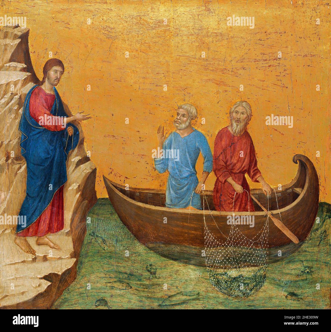 La chiamata degli Apostoli Pietro e Andrea di Duccio di Buoninsegna (c. 1255/1260-1318), tempera su pannello, 1308-11 Foto Stock