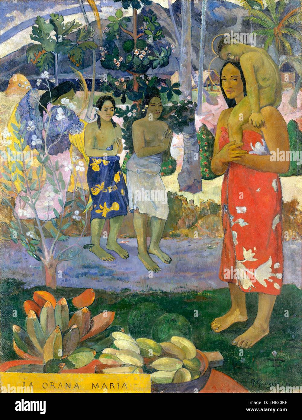 IA Orana Maria (Ave Maria) di Paul Gauguin (1848-1903), olio su tela, 1891 Foto Stock