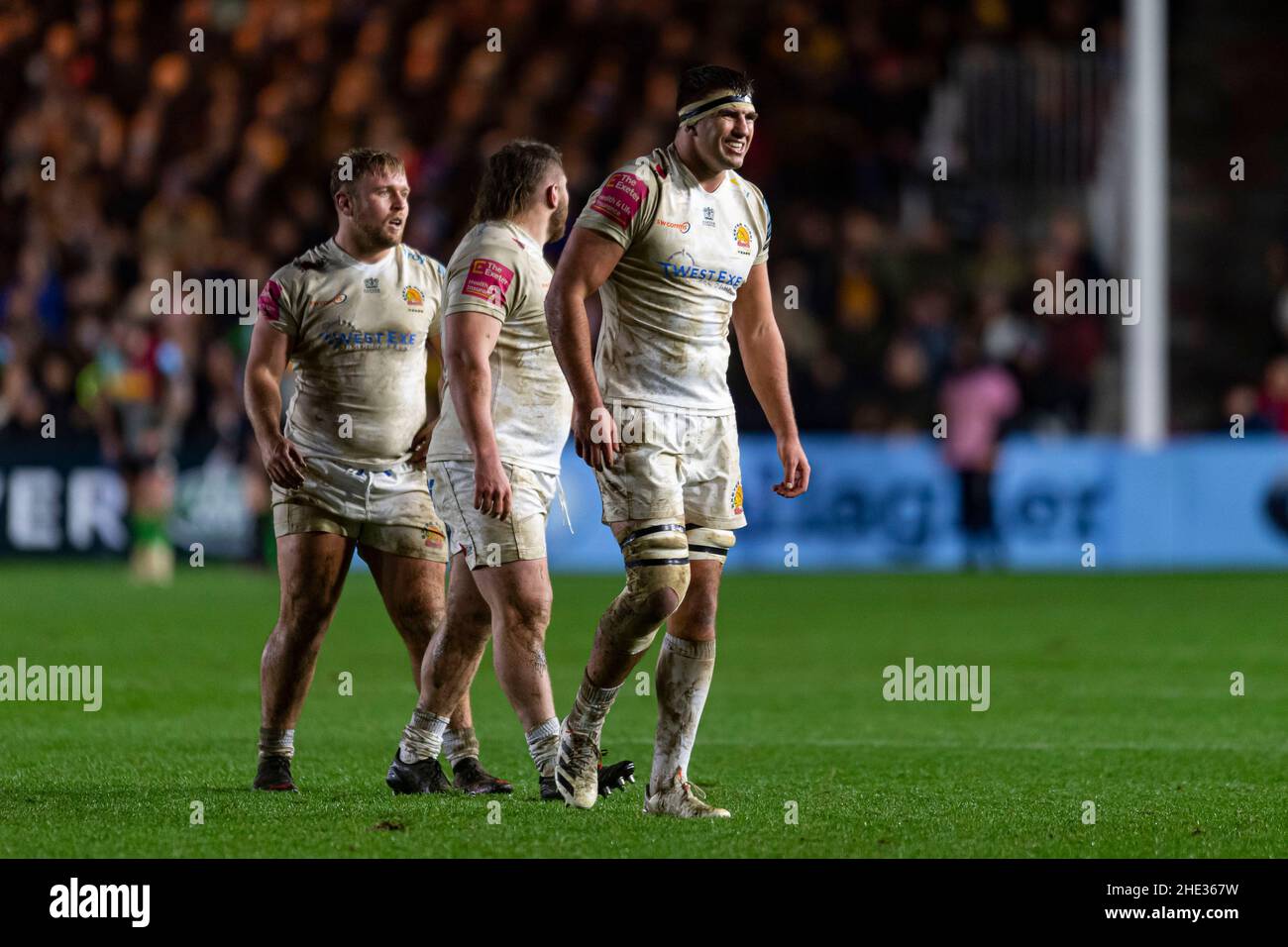 LONDRA, REGNO UNITO. 08th, Jan 2022. Sam Skinner of Exeter Chiefs durante la Gallagher Premiership Rugby Round 13 Match tra Harlequins vs Exeter Chiefs allo Stoop Stadium sabato 08 gennaio 2022. LONDRA INGHILTERRA. Credit: Takaimages/Alamy Live News Foto Stock